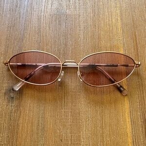 Gold Frame Pink Lens Oval Sunglasses